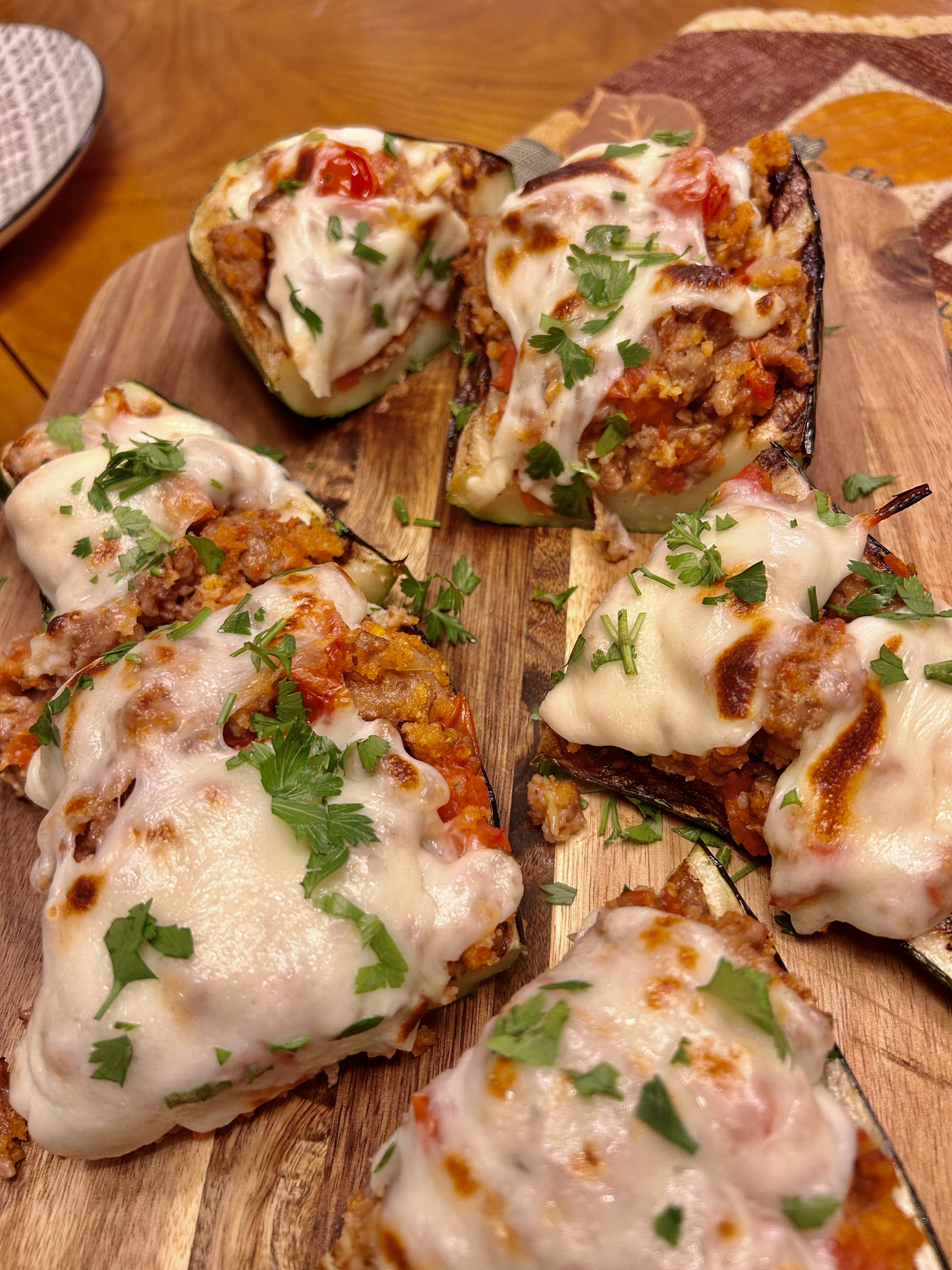 Grilled Sausage-Stuffed Zucchini Boats